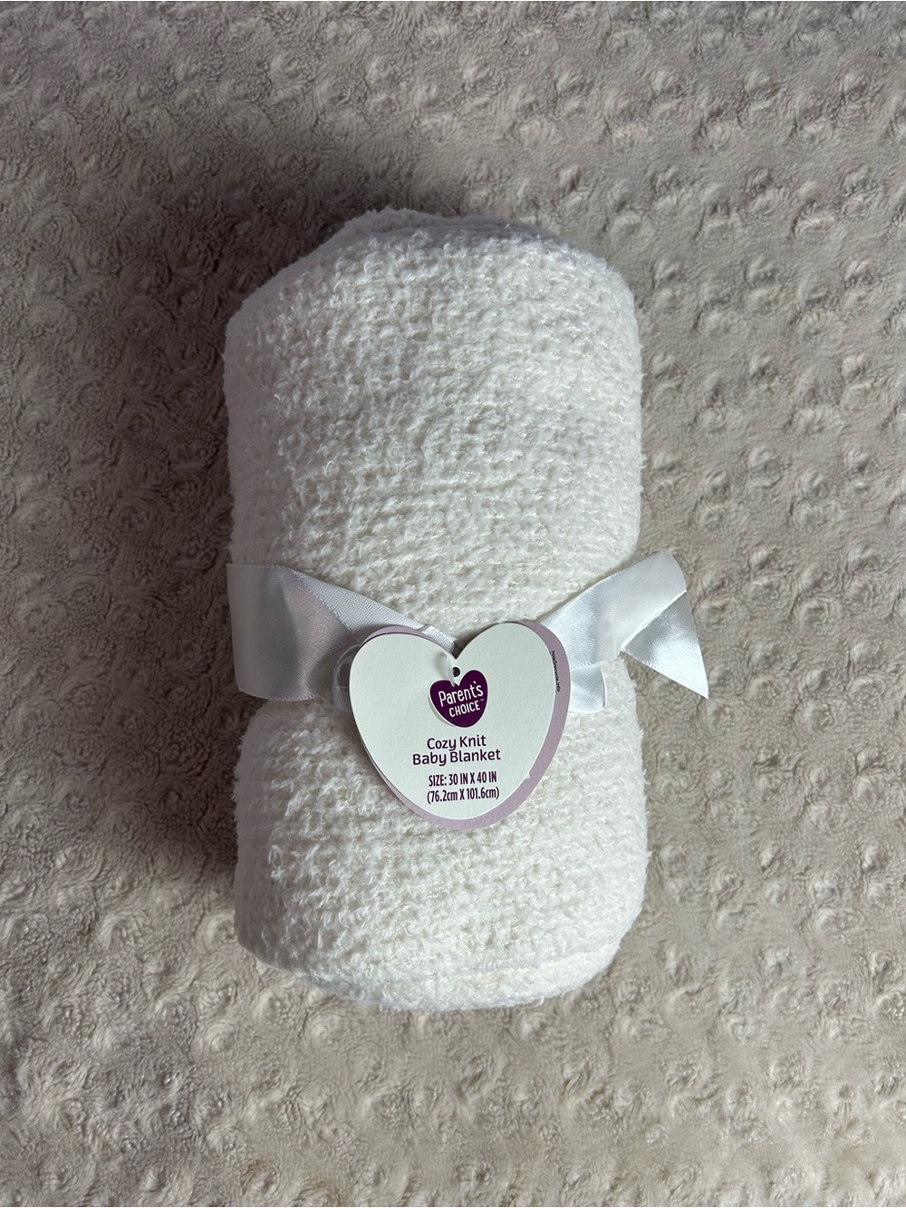 Parent's Choice Cozy Knit Baby Blanket Solid White Chenille Lovey